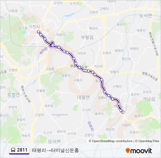 2811 버스 노선 지도