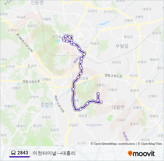 2843 버스 노선 지도
