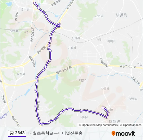 2843 버스 노선 지도