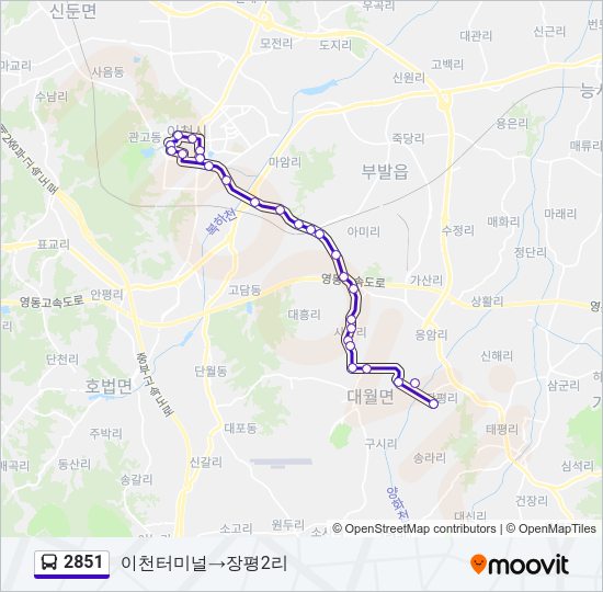 2851 버스 노선 지도