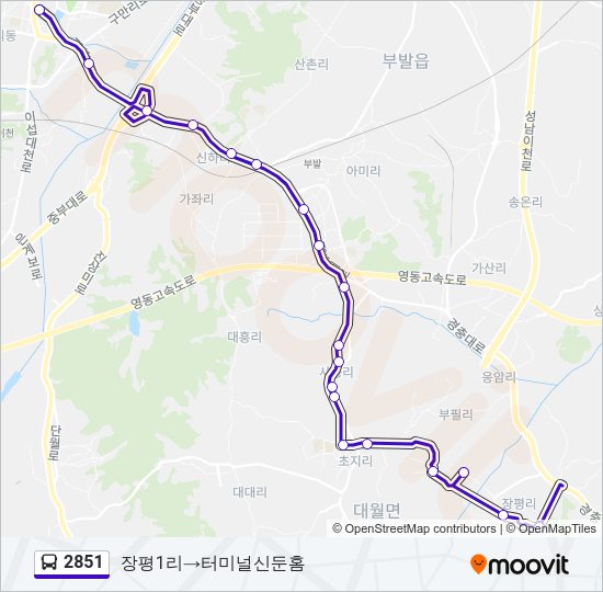 2851 버스 노선 지도