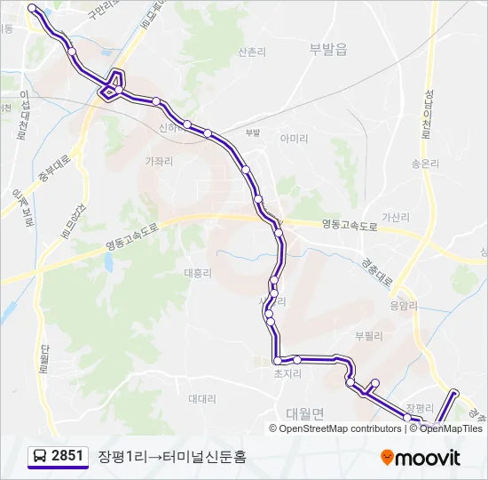 2851 버스 노선 지도