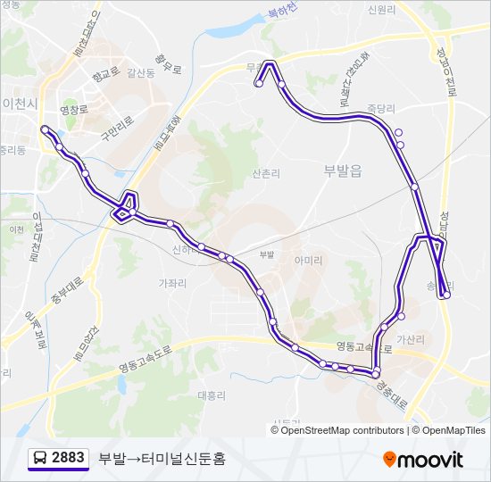 2883 버스 노선 지도