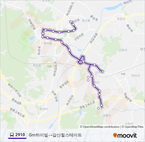 2910 버스 노선 지도