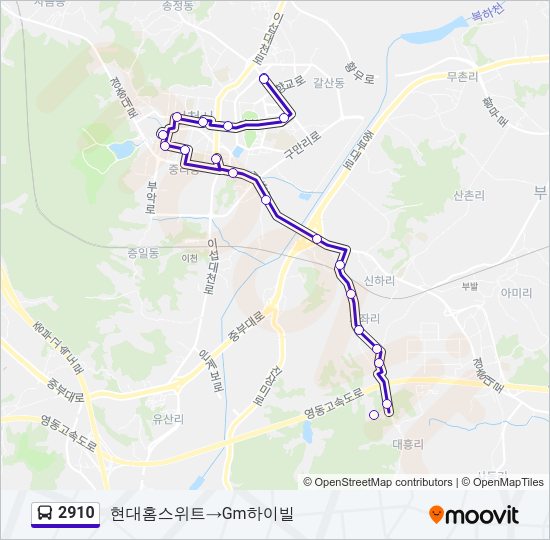 2910 버스 노선 지도