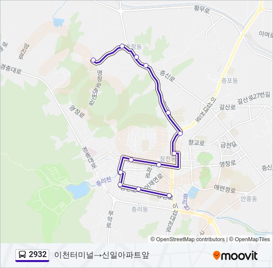 2932 버스 노선 지도