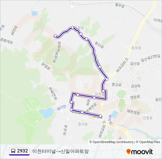 2932 버스 노선 지도