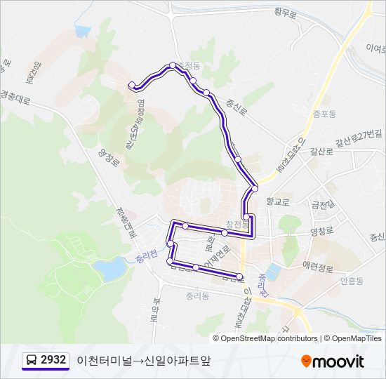 2932 bus Line Map