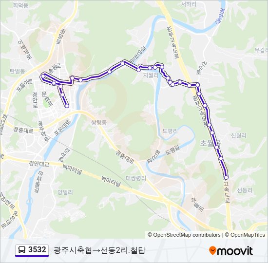 3532 버스 노선 지도