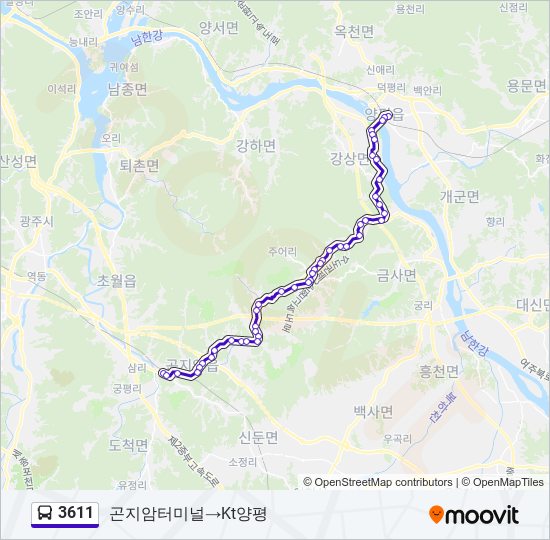 3611 버스 노선 지도