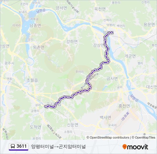 3611 bus Line Map