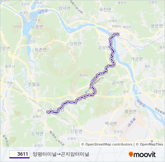 3611 버스 노선 지도