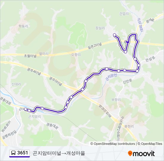 3651 버스 노선 지도