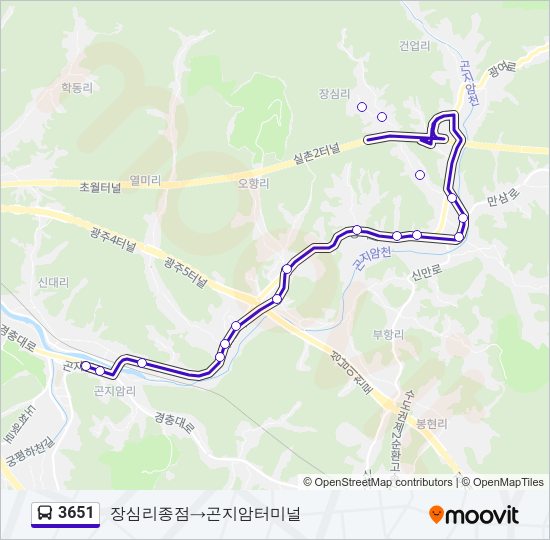 3651 버스 노선 지도