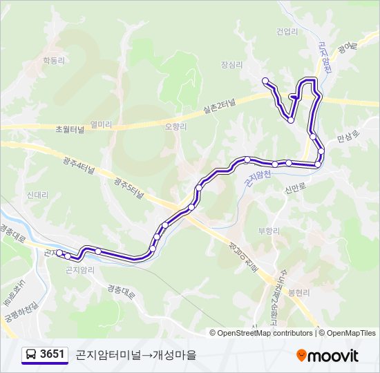 3651 bus Line Map