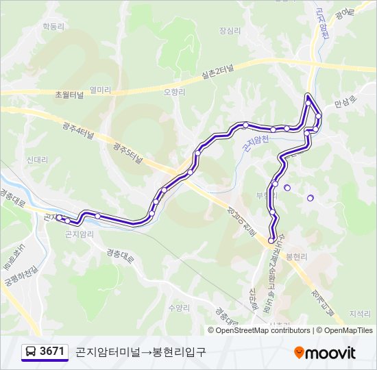 3671 버스 노선 지도