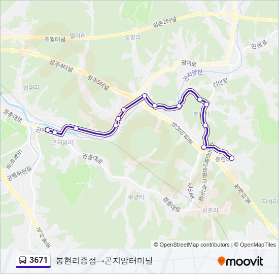 3671 버스 노선 지도