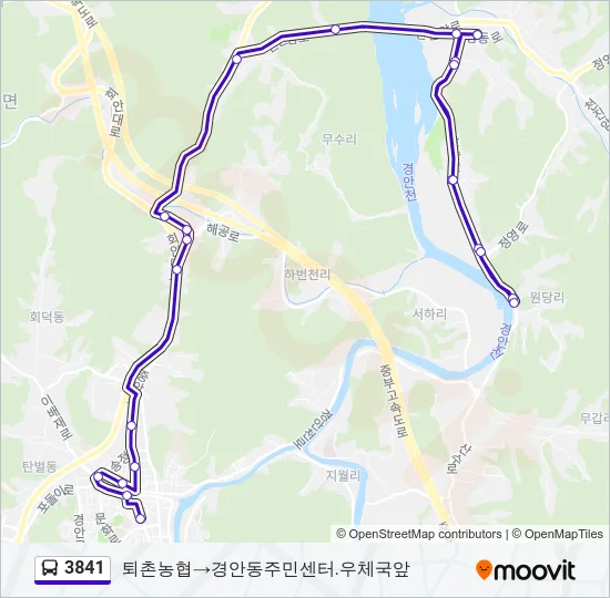 3841 버스 노선 지도