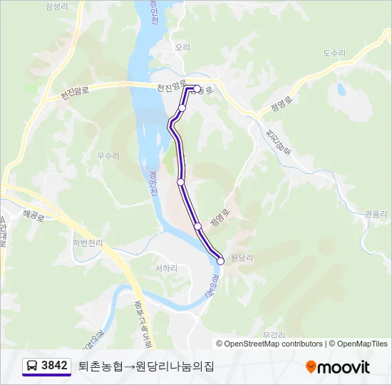 3842 버스 노선 지도