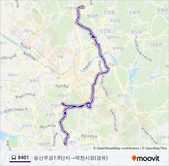 8401 버스 노선 지도