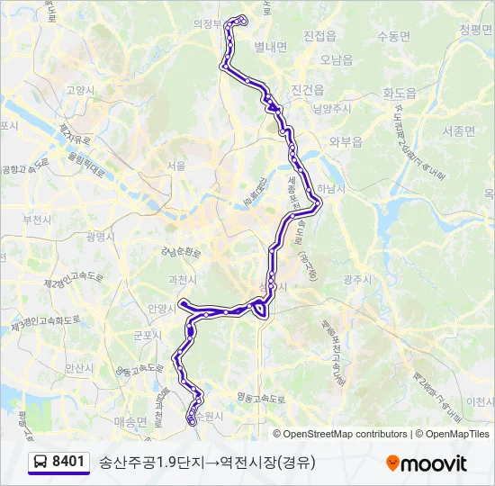 8401 버스 노선 지도