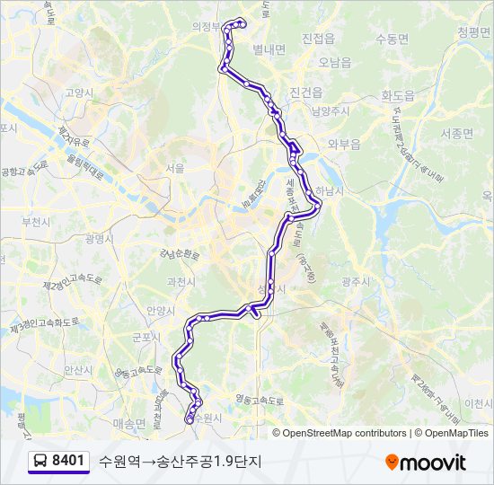 8401 버스 노선 지도