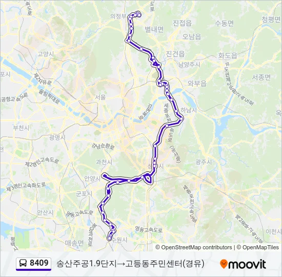 8409 버스 노선 지도