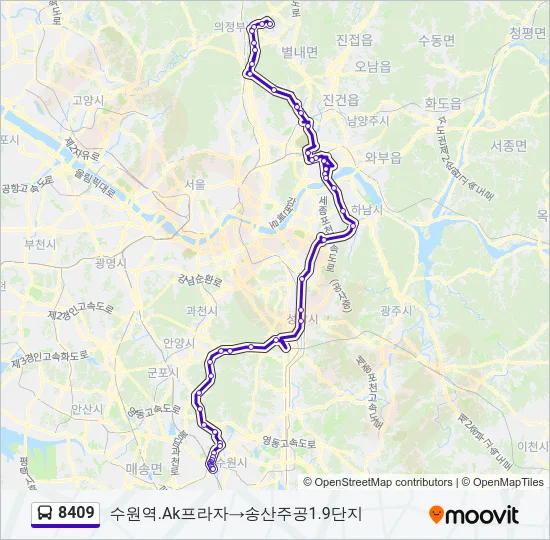 8409 버스 노선 지도