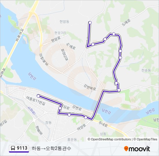 9113 Bus Line Map