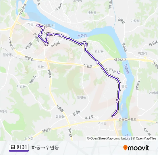 9131 버스 노선 지도
