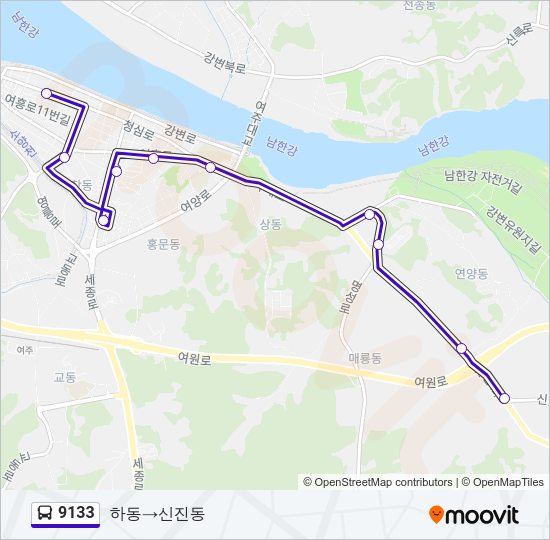 9133 버스 노선 지도