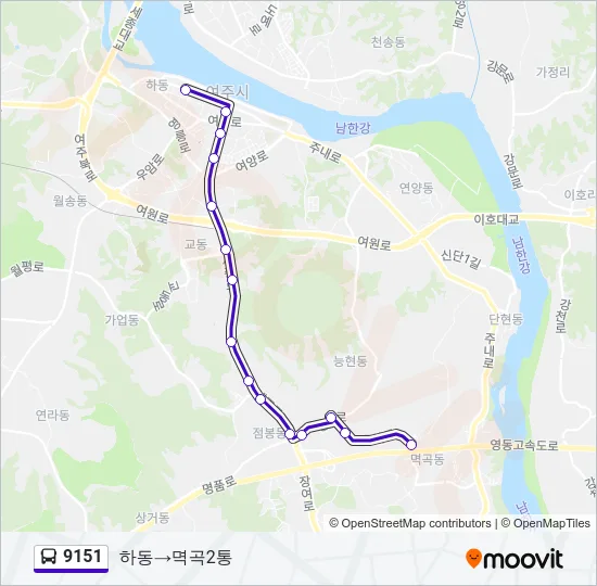 9151 버스 노선 지도