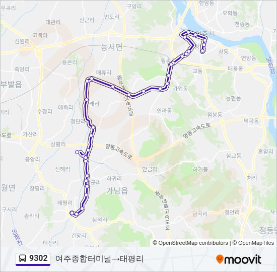 9302 버스 노선 지도
