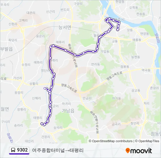 9302 버스 노선 지도