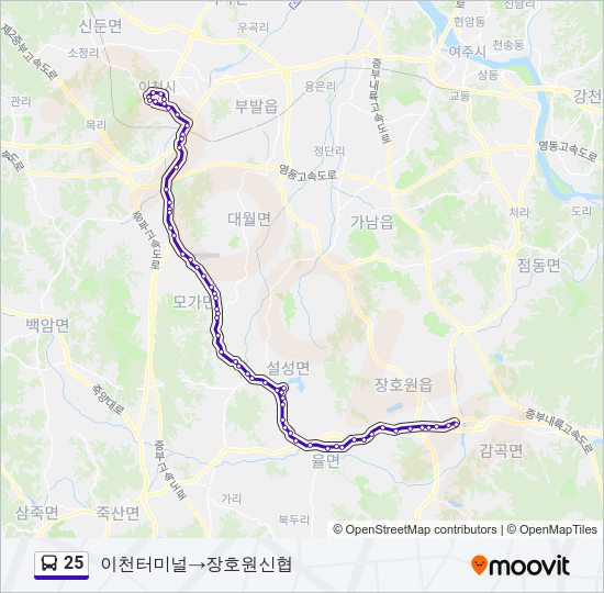 25 버스 노선 지도