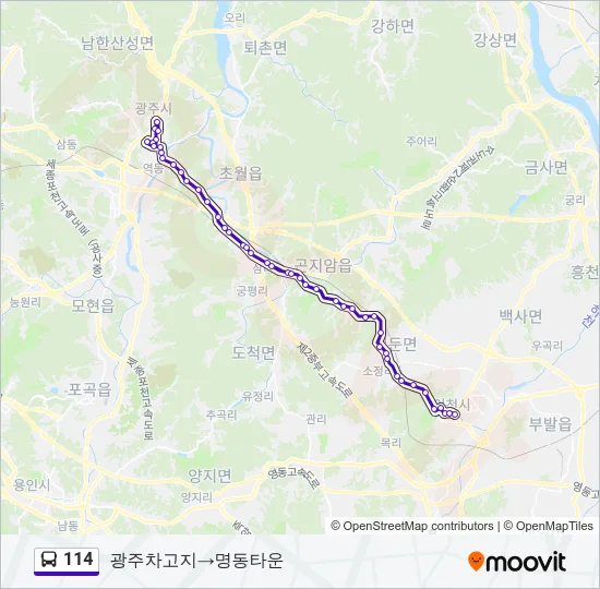 114 버스 노선 지도