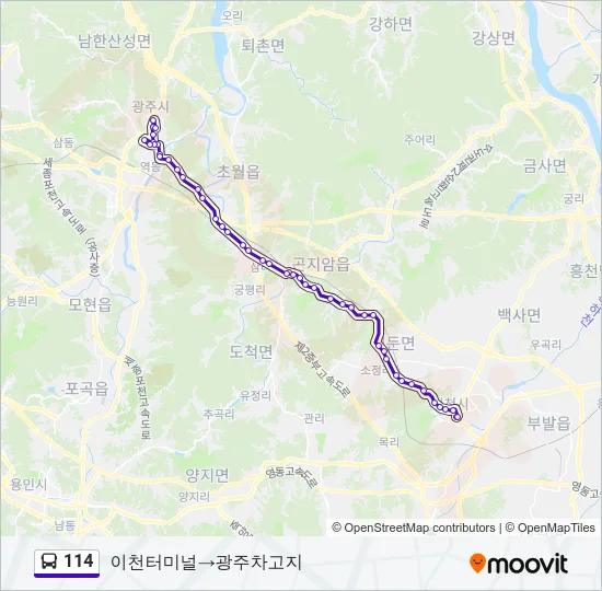 114 버스 노선 지도