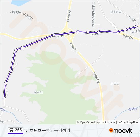 255 버스 노선 지도