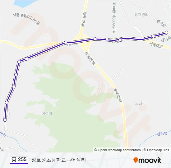 255 Bus Line Map