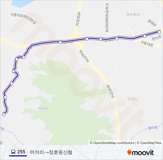 255 버스 노선 지도