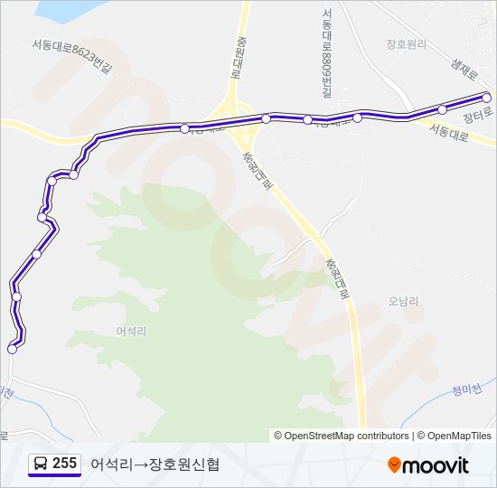 255 bus Line Map