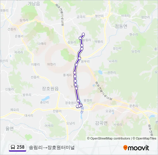 258 버스 노선 지도