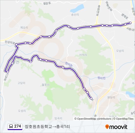 274 버스 노선 지도