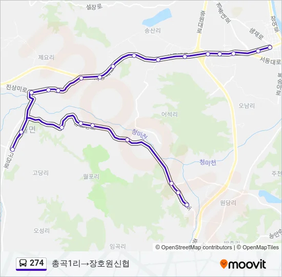 274 버스 노선 지도