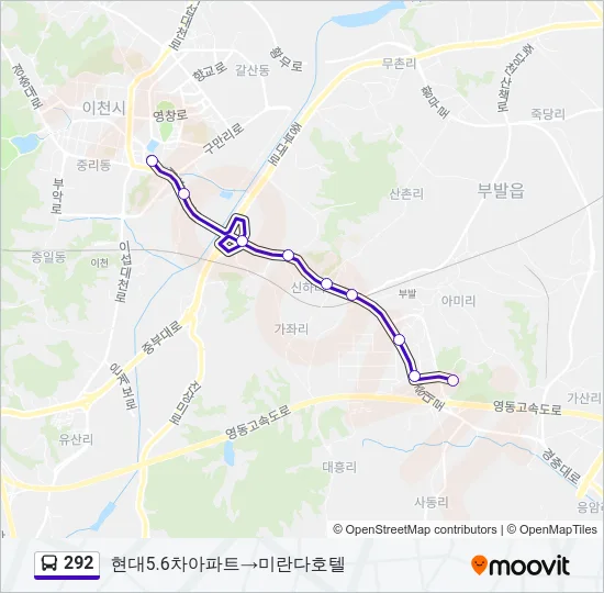 292 버스 노선 지도
