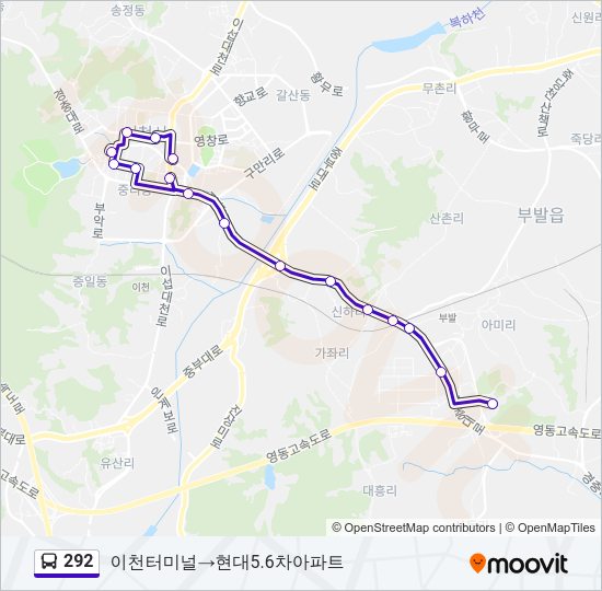 292 버스 노선 지도