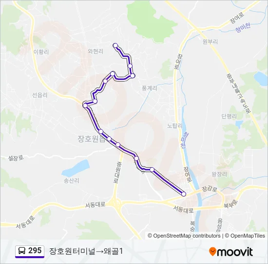 295 버스 노선 지도