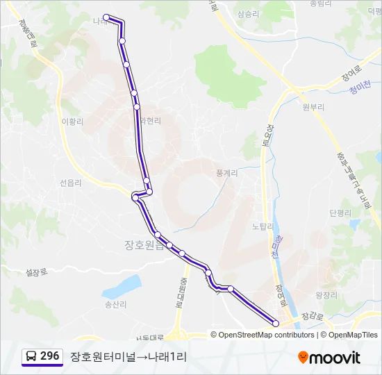 296 버스 노선 지도