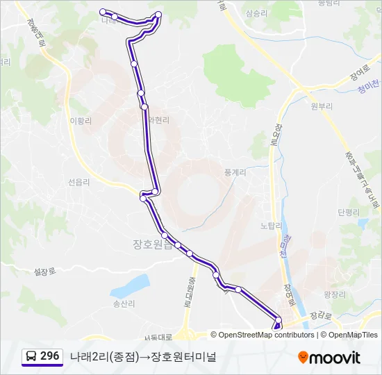 296 버스 노선 지도