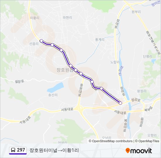 297 버스 노선 지도